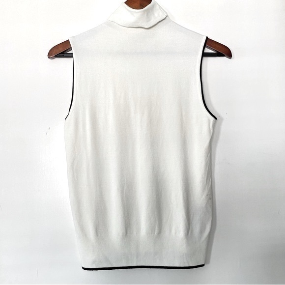 Zara Tops - Zara Knit sleeveless turtleneck top off white with black trim size medium